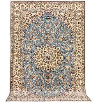 A Nain, part silk carpet, c. 196 x 120 cm.
