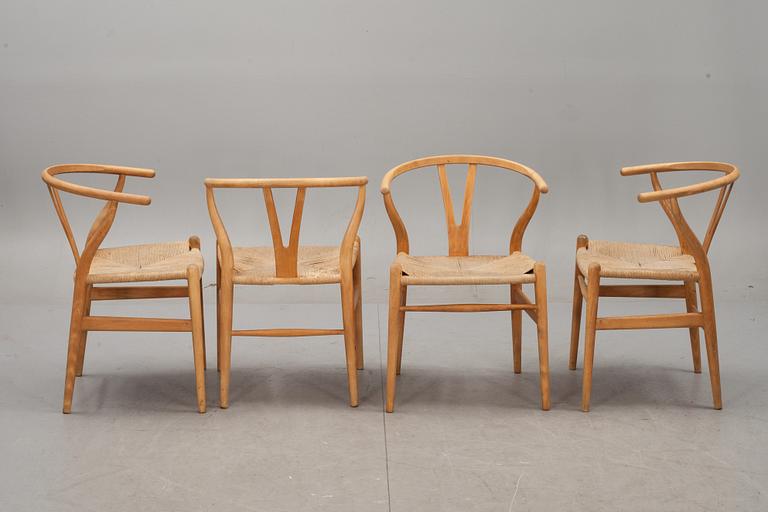 KARMSTOLAR, 4  st. Hans J Wegner, "Y-stolen", Carl Hansen & Son, Odense, 1900-talets andra hälft.