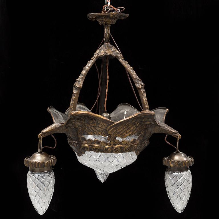 ALICE NORDIN, tillskriven, takarmatur, Böhlmarks Lampfabrik, jugend, 1910/20-tal.