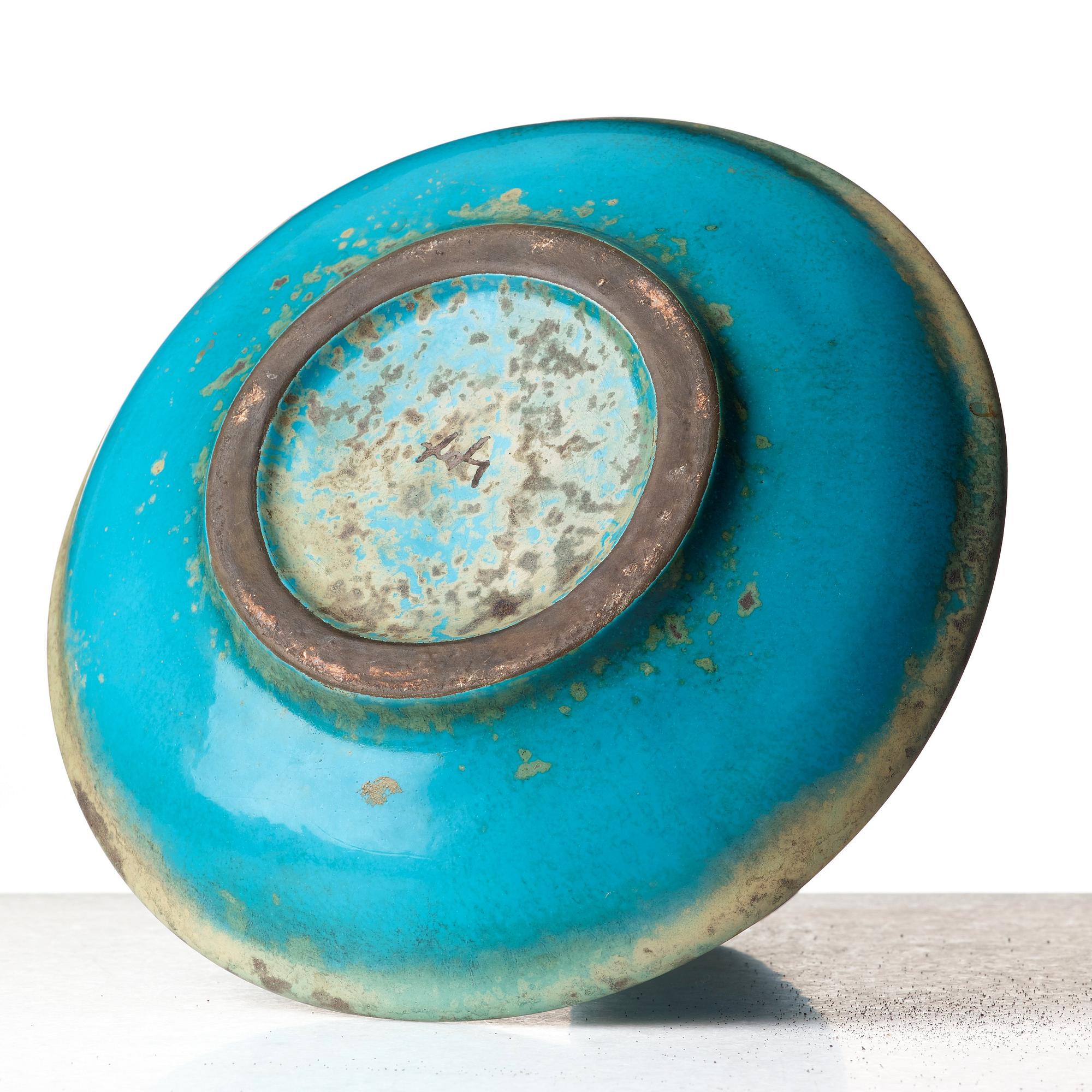 Hans Hedberg, a faience bottle with stopper, Biot, France.