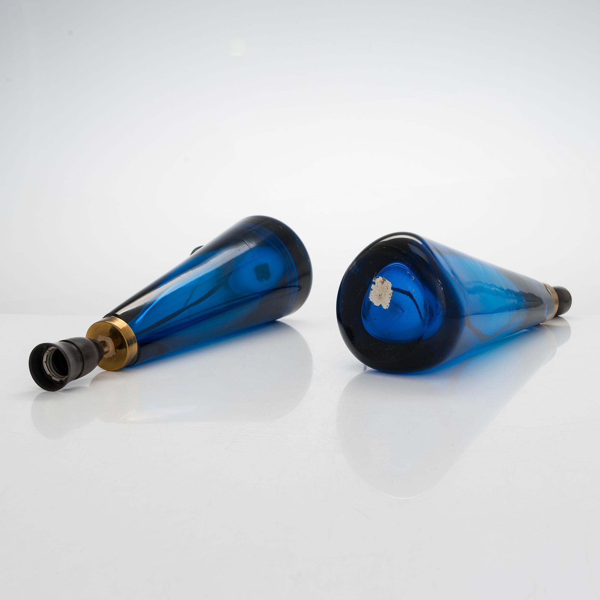 Bordslampor, ett par, glas, Venini, Italien, 1950-tal.