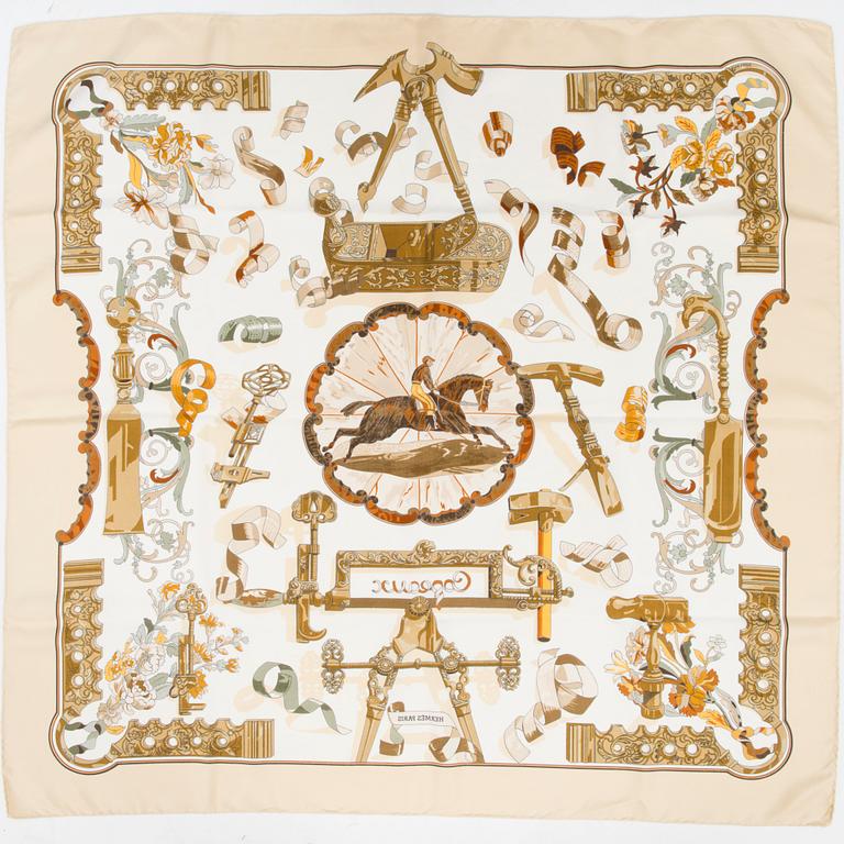 HERMÈS Two Silk Scarfs.