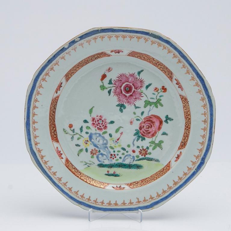 Tallrikar, 5 st, porslin, Kina, Qianlong (1736-95).