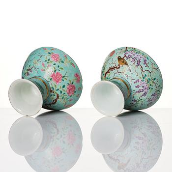 A pair of Chinese stemcups, with the mark of dowager empress Ci Xi, Dayazhai, late Qing dynasty.