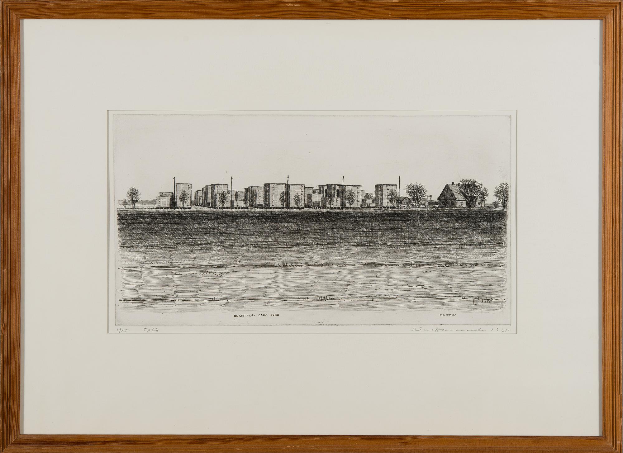 SIMO HANNULA, etsning, signerad och daterad 1965, numrerad 9/25 tpl'a.