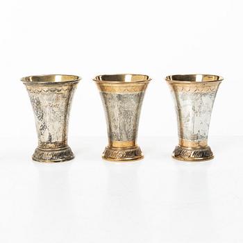 Six Swedish silver beakers, mark of KG Markströms, Uppsala 1911-1920.