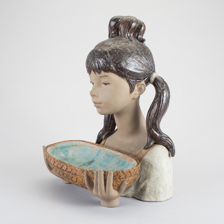 FIGURIN MED FAT, 2 delar, keramik, Lladro, Spanien, 1900-talets andra hälft.
