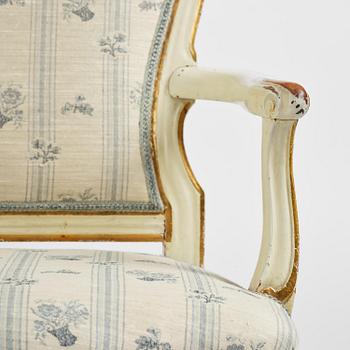 A pair of Swedish rococo armchairs, Stockholm, later part 18th century.