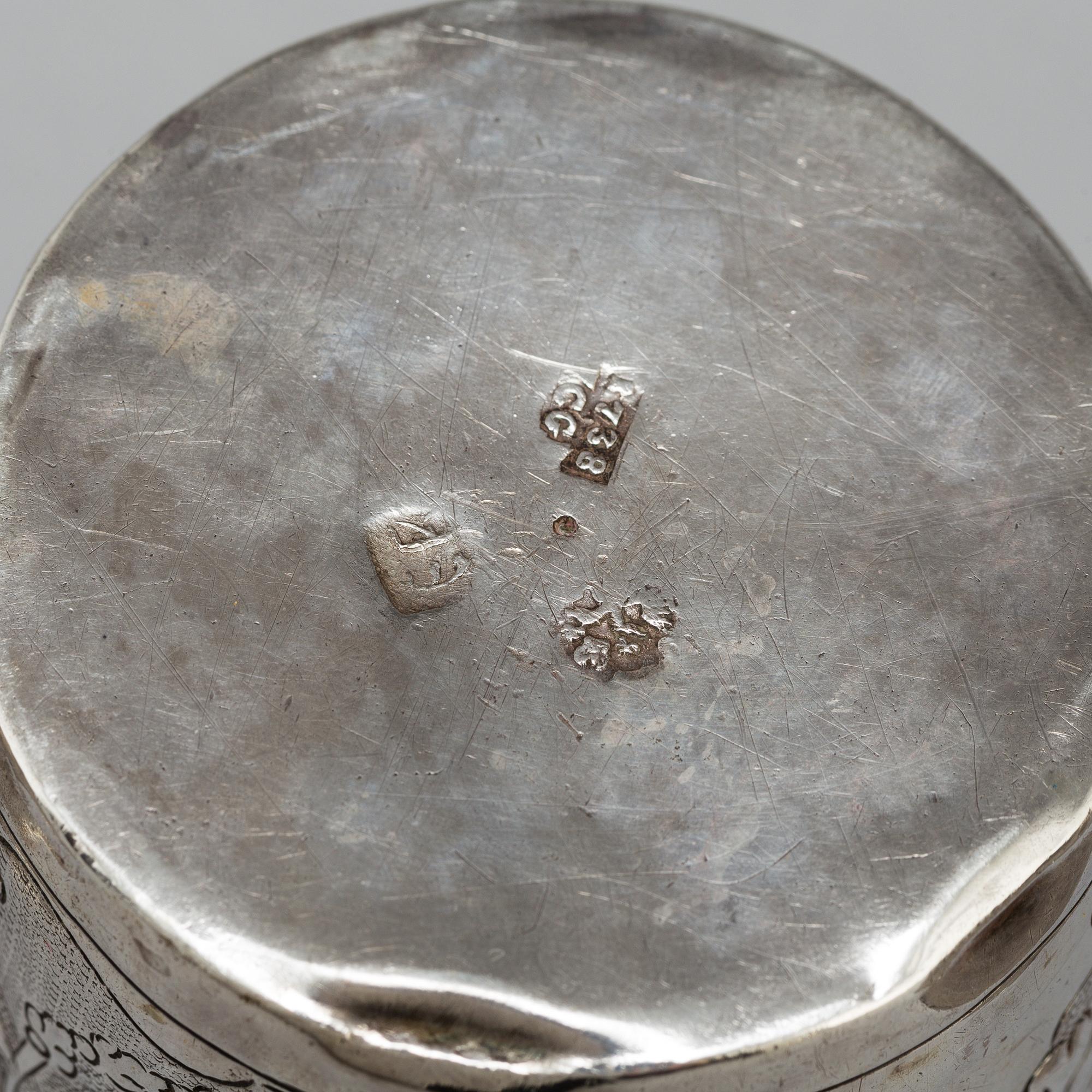 Four Russian 18th century silver beakers.