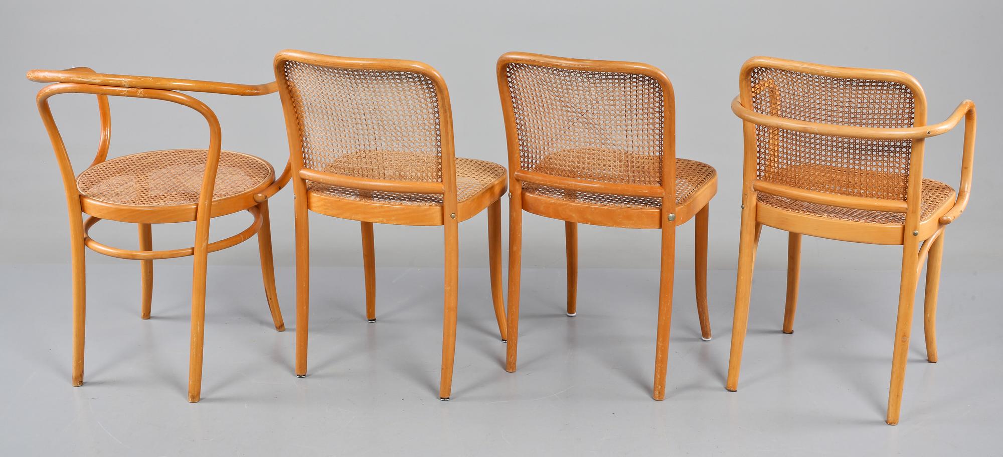 STOLAR, 2 st samt KARMSTOLAR, 2 st, Thonet-stil, 1900-talets andra hälft.