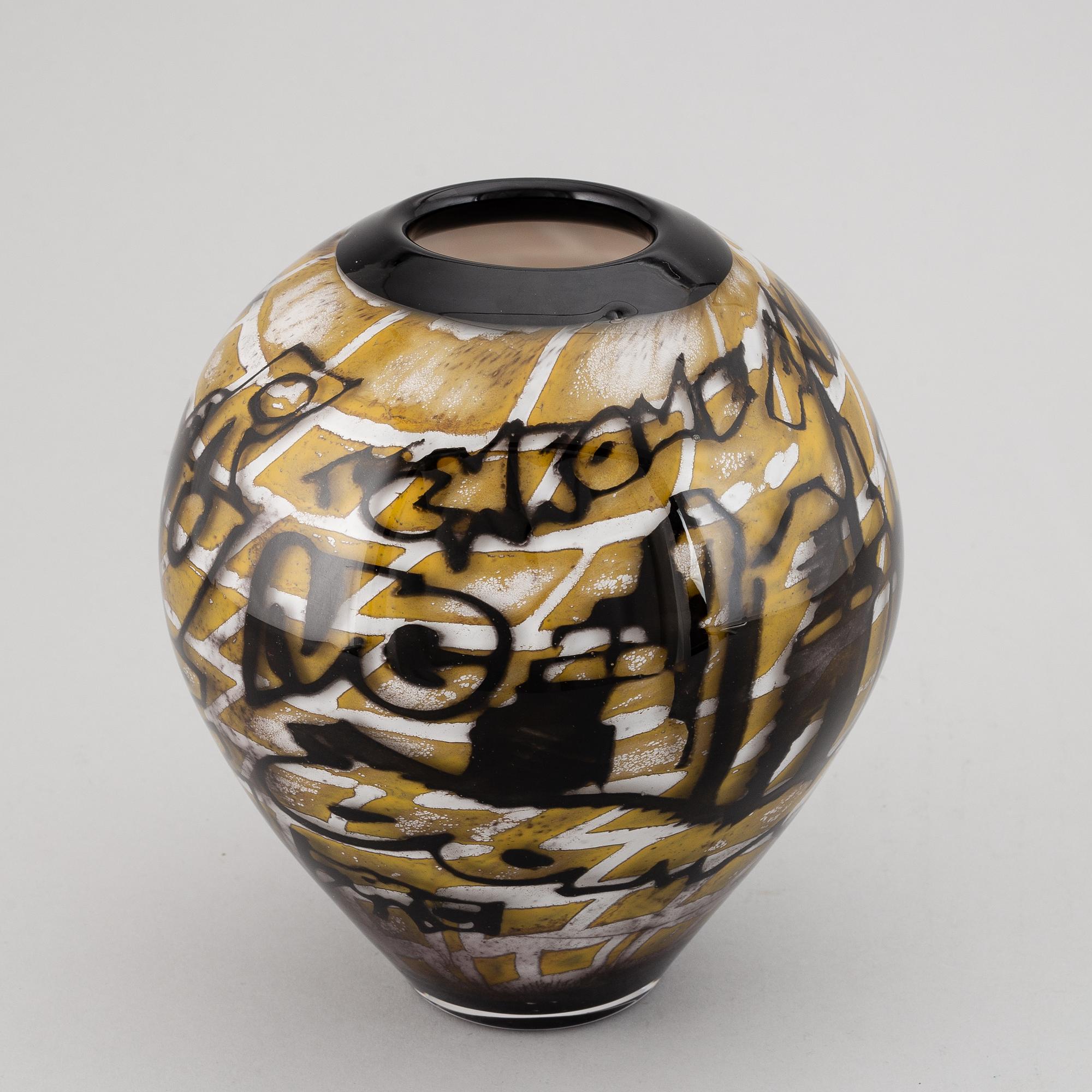 OLLE BROZÉN, a glass vase, limited edition 100, signed, Kosta Boda.