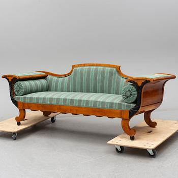 A late 19th century birch sofa.