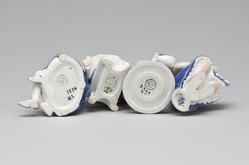 FIGURINER, 4 st, porslin, Bing & Gröndahl.