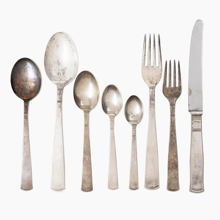 Bestickservis, 51 delar, silver, "Rosenholm", GAB, Stockholm, 1900-talets mitt.