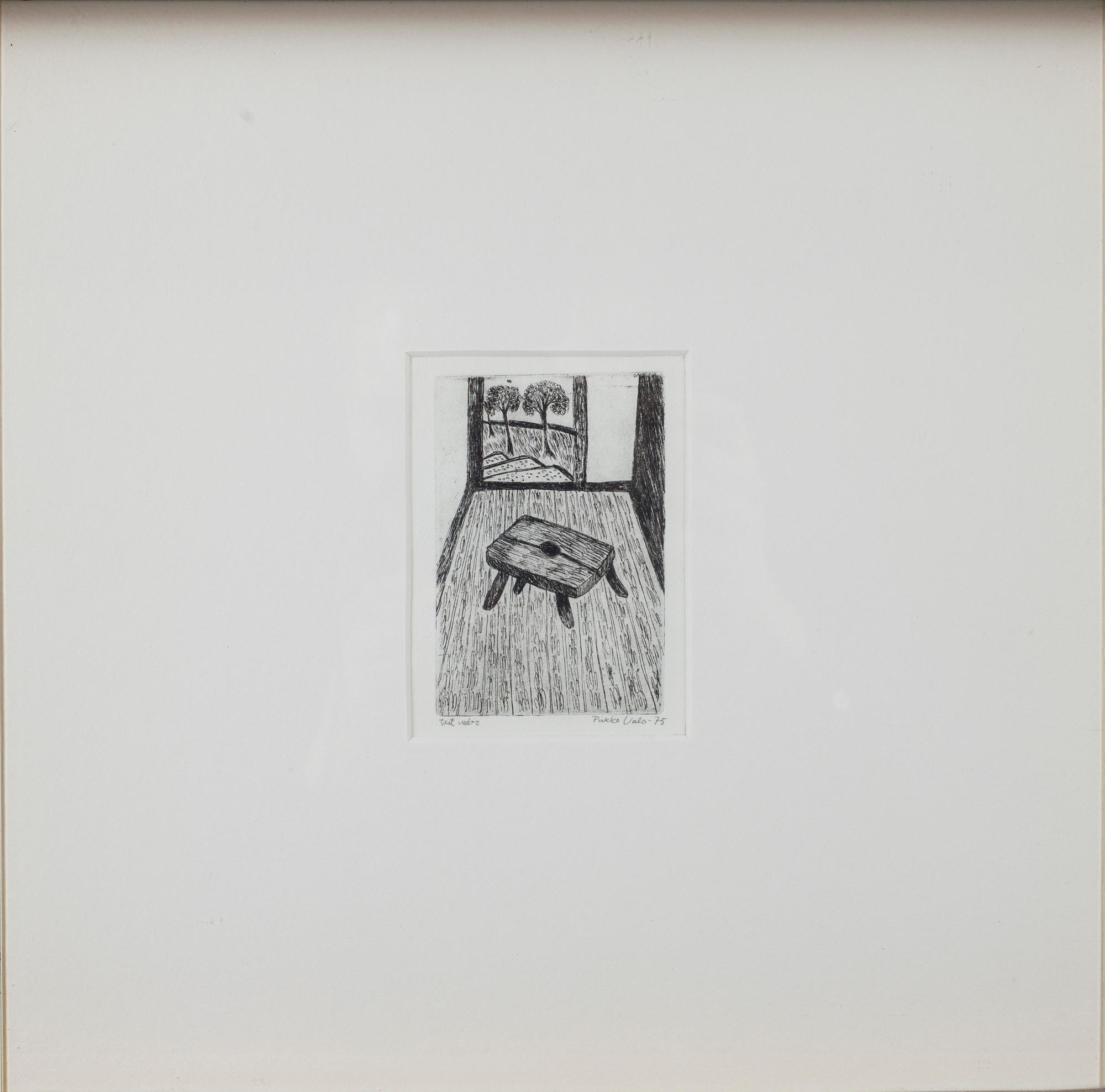 PIRKKO VALO, etsning och teckning, signerade 1975 och 1977.