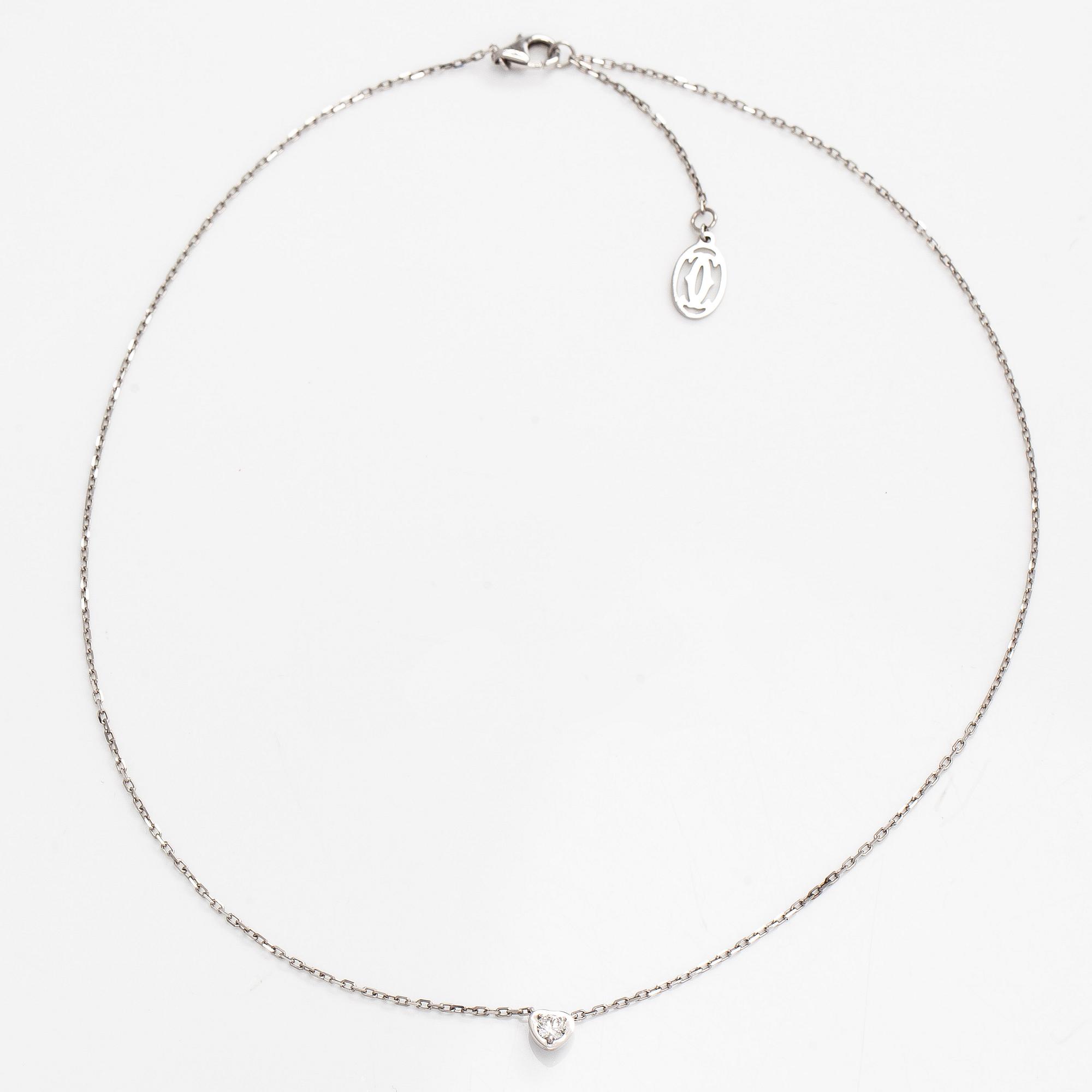 Cartier, kaulakoru, "d'Amour", 18K valkokultaa ja briljanttihiottu timantti.