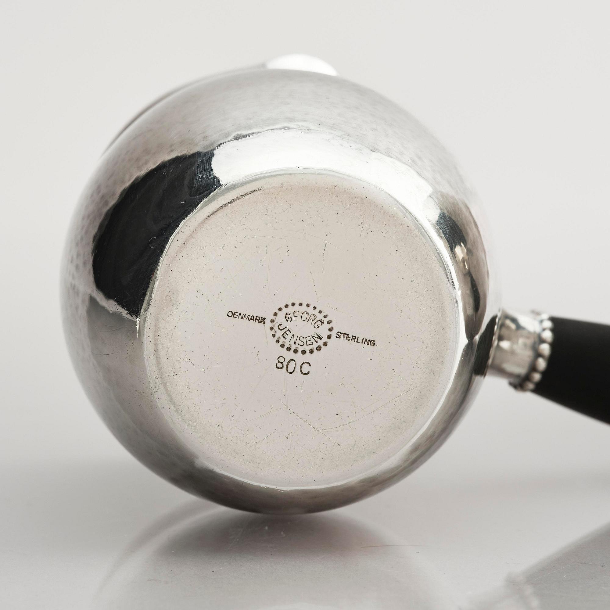 Georg Jensen, a sterling silver three-piece coffee set, Copenhagen, Denmark, after 1945, design no 80B and 80C.