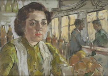 576. Lotte Laserstein, Porträtt av kvinna i en bar.