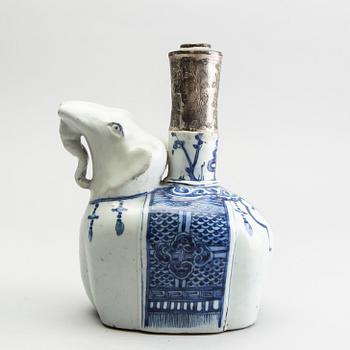 A blue and white elephant shaped kendi, Ming dynasty (1368-1644).