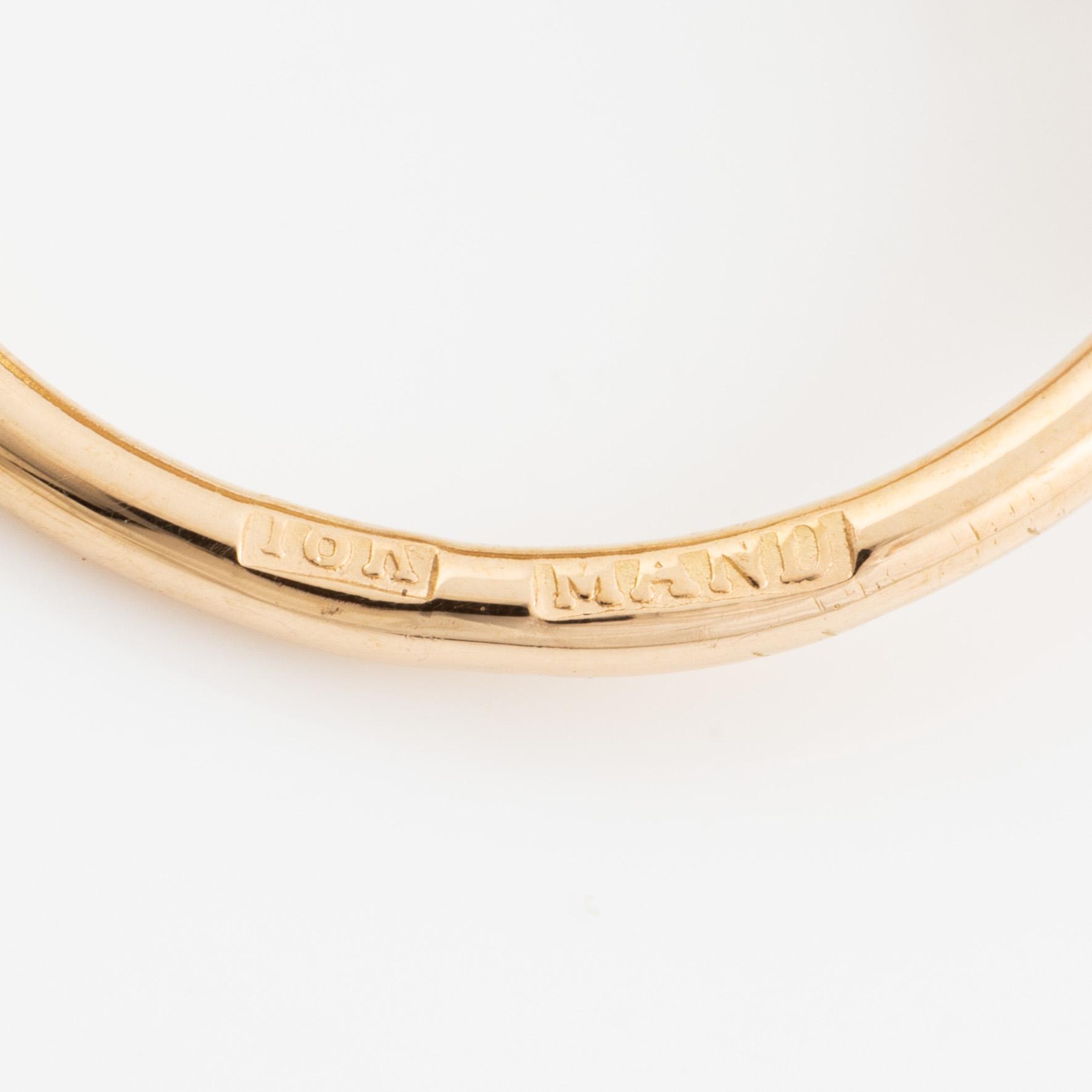 Ring, Mandelstam, 18K guld med limekvarts, peridot och briljantslipade diamanter.