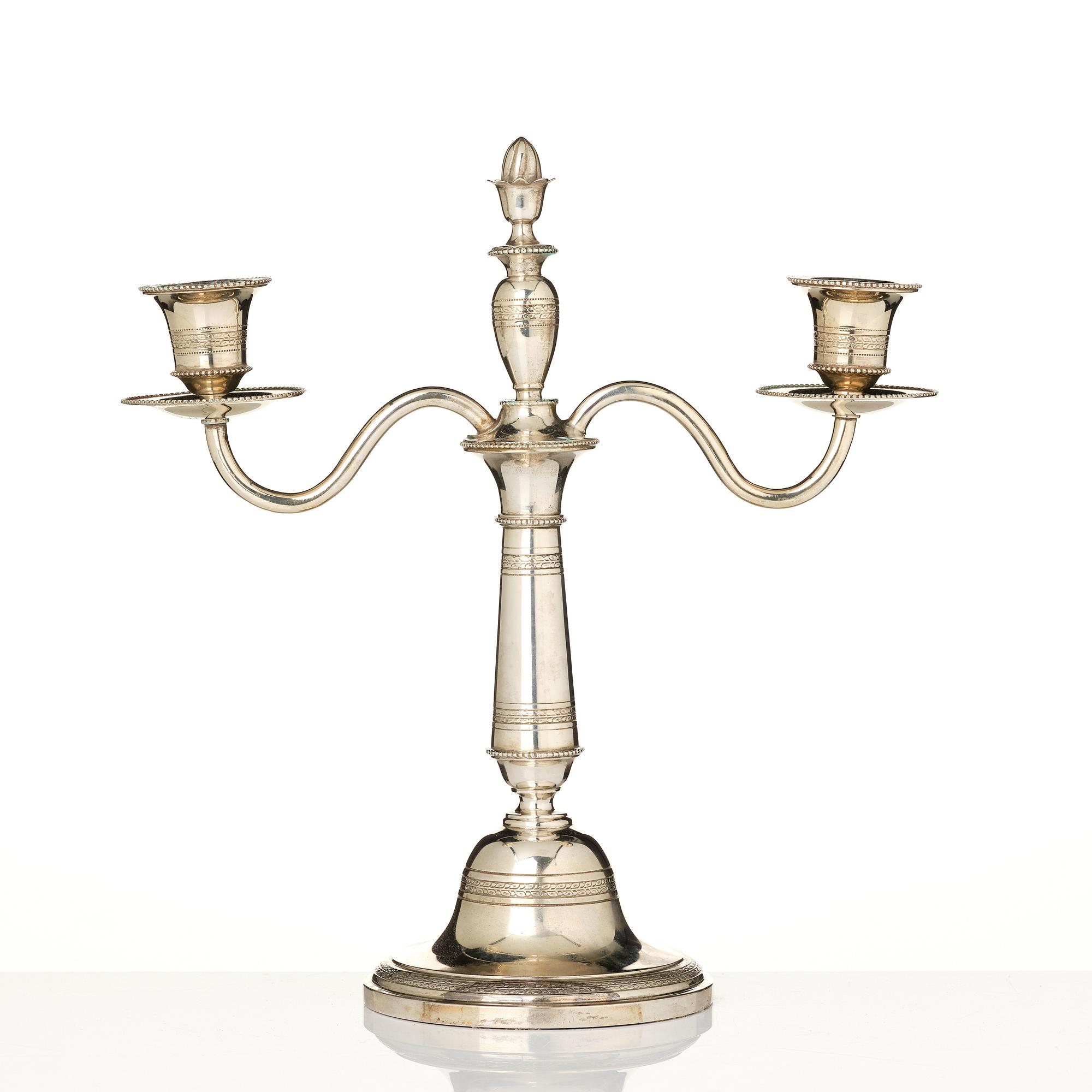 A two-light candelabrum, 800/1000 silver, Germany, 20th century.