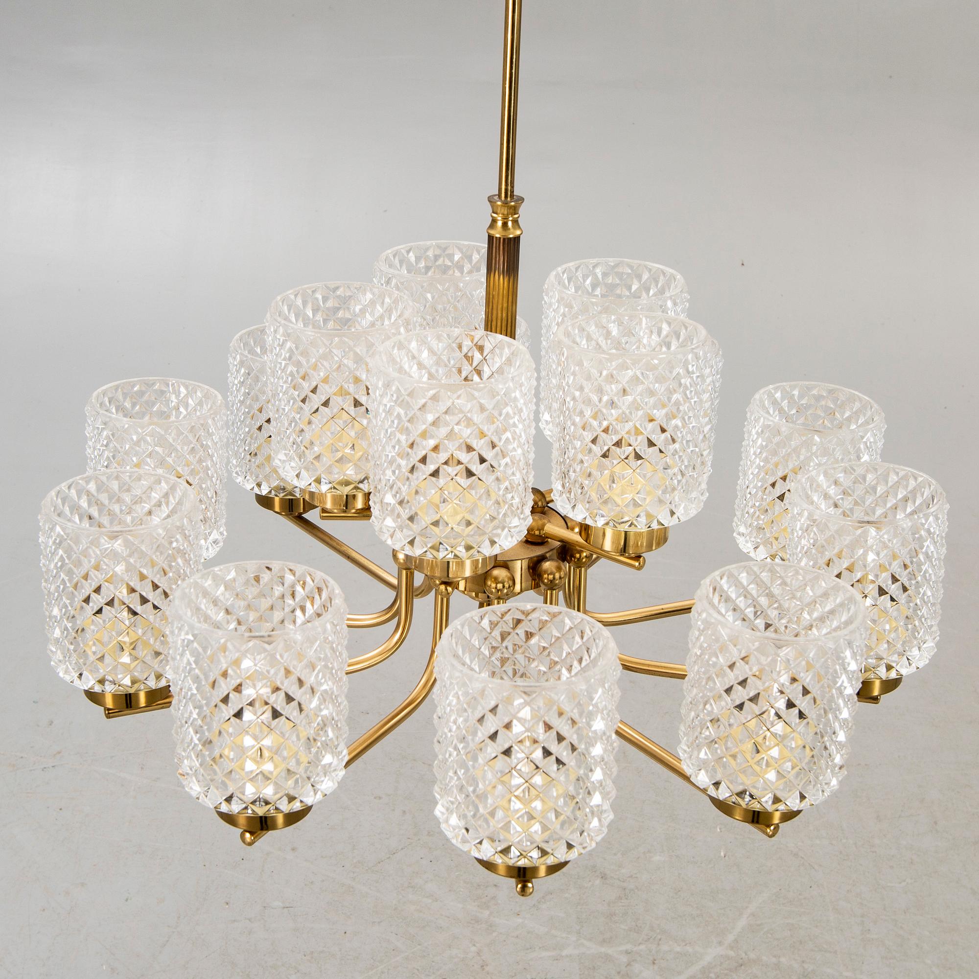 A Swedish 1950/60s brass ceiling lamp.