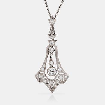 509. An Art Deco diamond pendant. Total carat weight circa 0.50 ct.