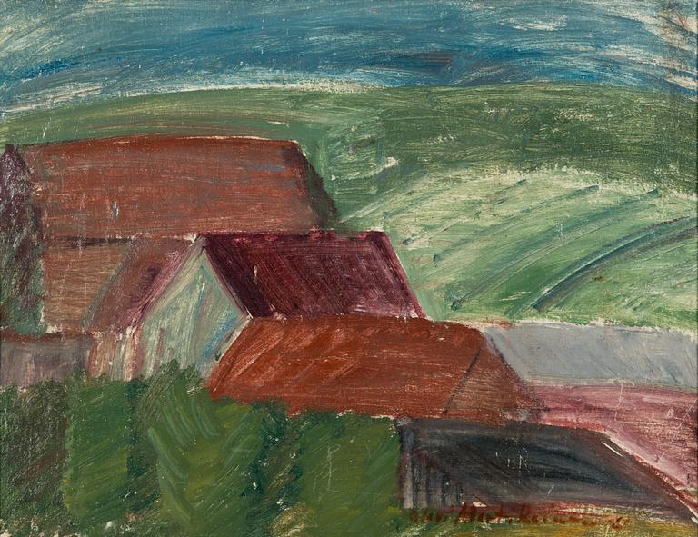 Olavi Martikainen, öljy levylle, signeerattu ja päivätty -61.