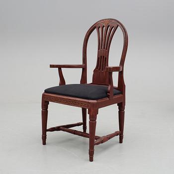 KARMSTOL / SKRIVBORDSTOL, 1700-talets slut. Gustaviansk.