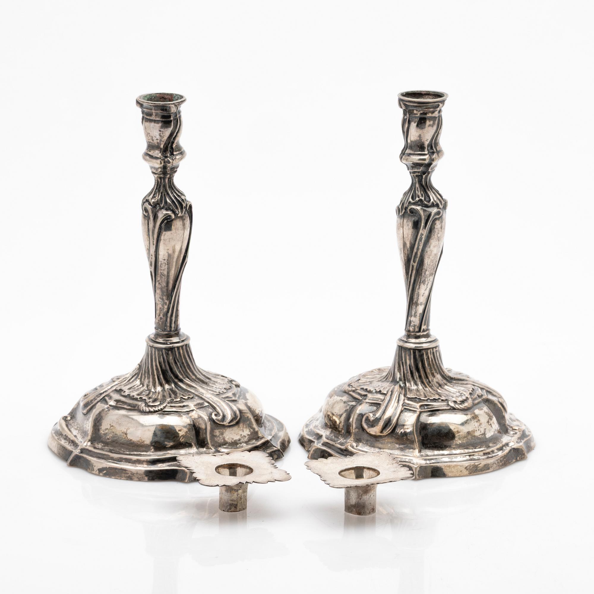 Ljusstakar, ett par, silver, Conrad Jurgen Hartwig, Schleswig.