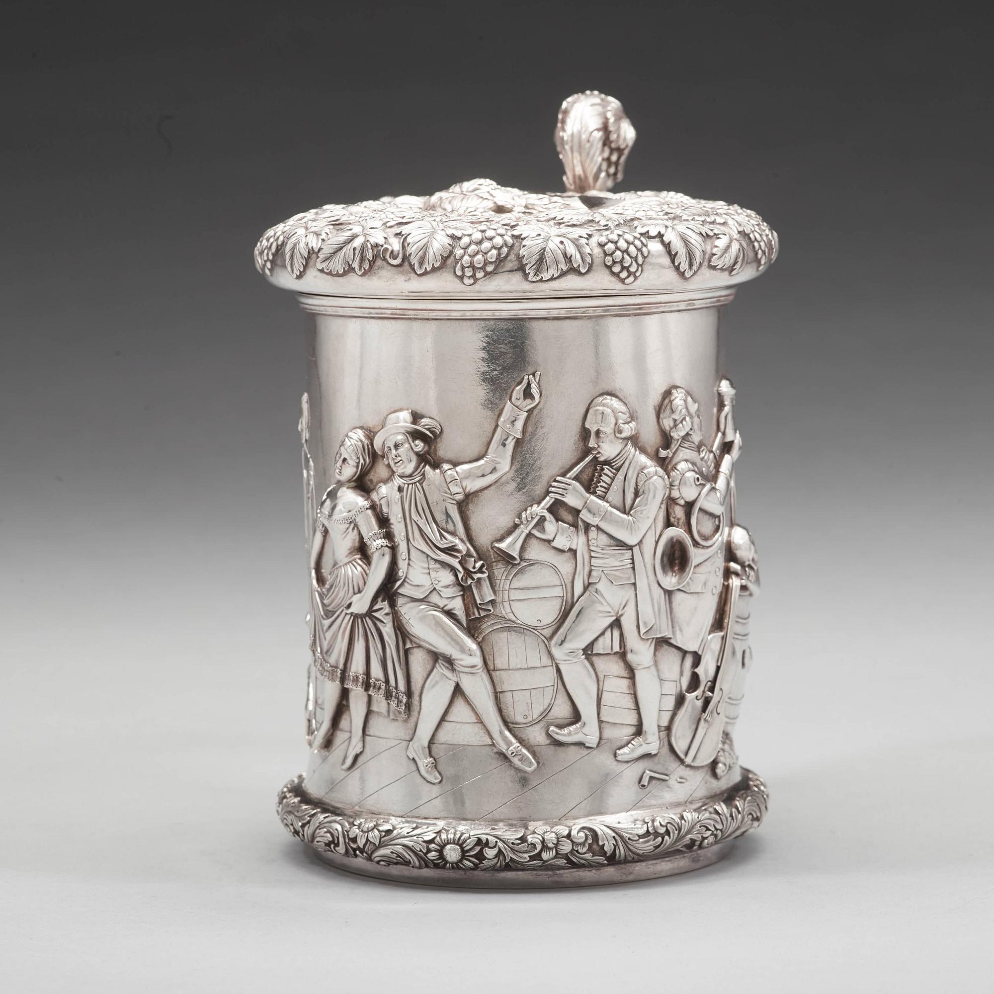 A Swedish 19th century parcel-gilt tankard, mark of Gustaf Folcker, Stockholm 1847.