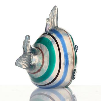 Tyra Lundgren, skulptur, "Pesce a Fasce di Colori", modell 2603, glas, Venini, Murano, Italien, sannolikt utförd under tidigt 1950-tal.
