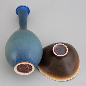 Berndt Friberg, a stoneware vase and bowl, Gustavsberg Studio, signed.