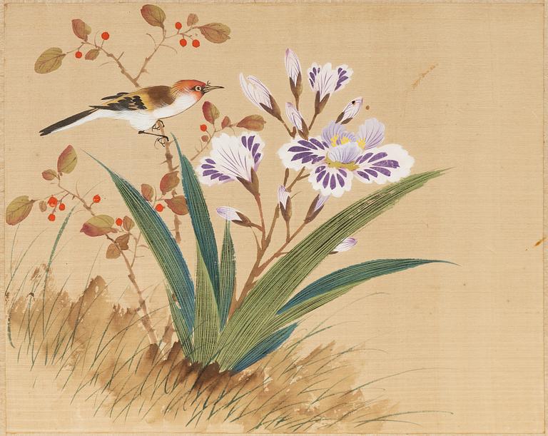 Three paintings on silk, China, mid-20th Century.