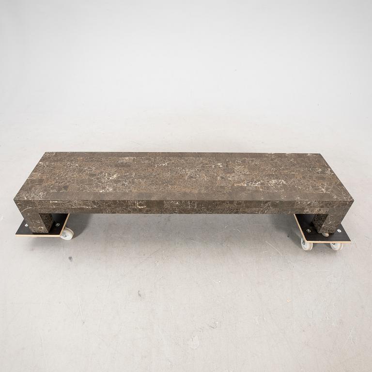 A late 20th century/21 st century travertin coffee table/sideboard.