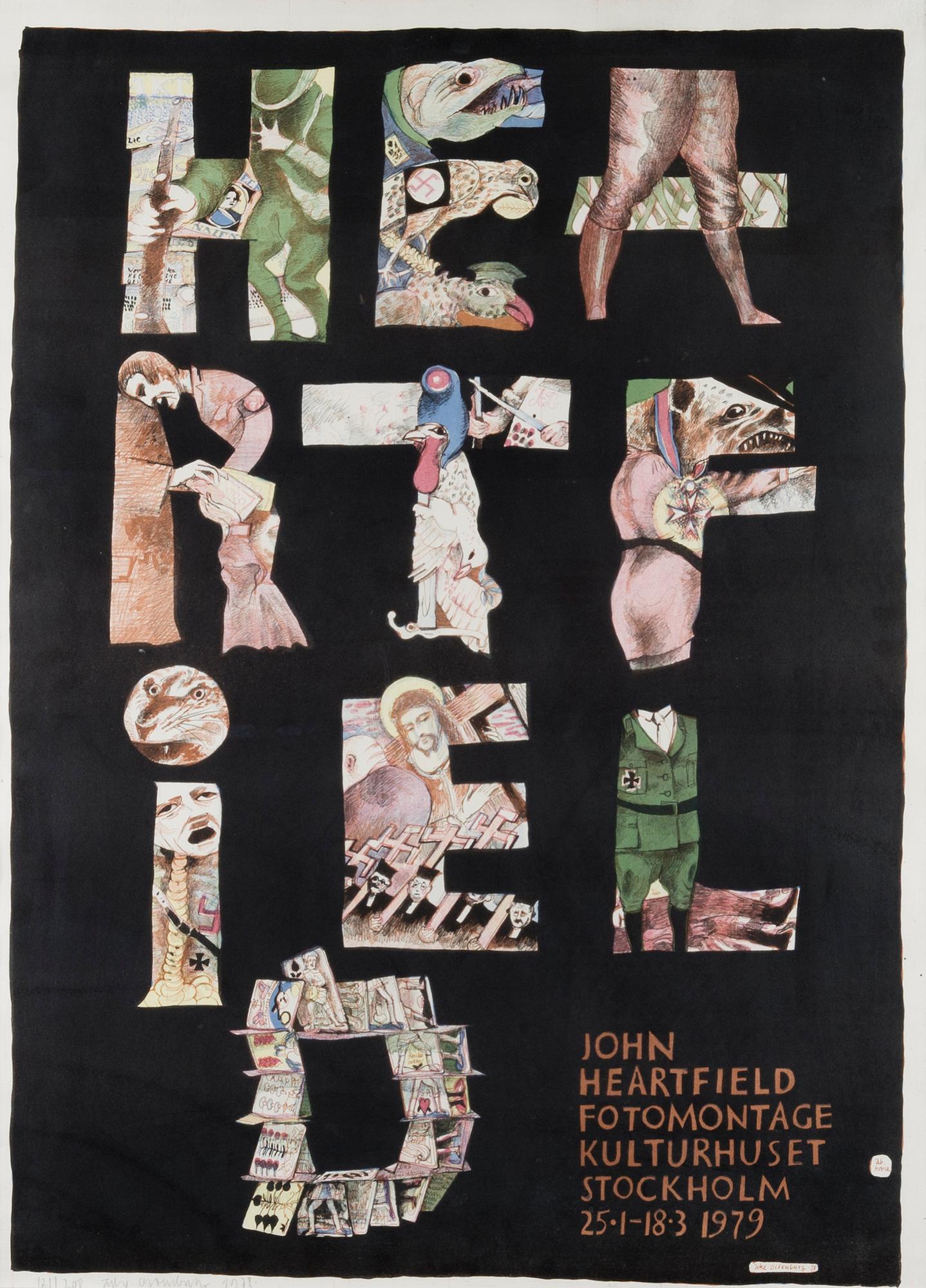 UTSTÄLLNINGSAFFISCH, John Heartfield, Fotomontage Kulturhuset, Stockholm 25.1-18.3 1979.