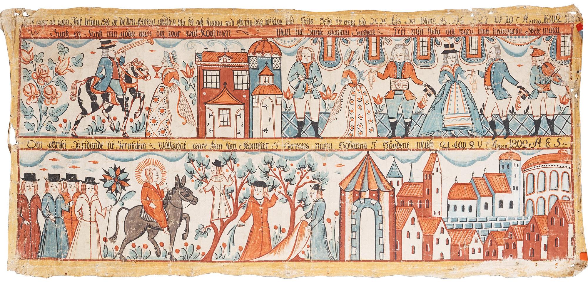 BONADSMÅLNING, av Anders Eriksson i Ås. Märkt Anno 1802 AES.