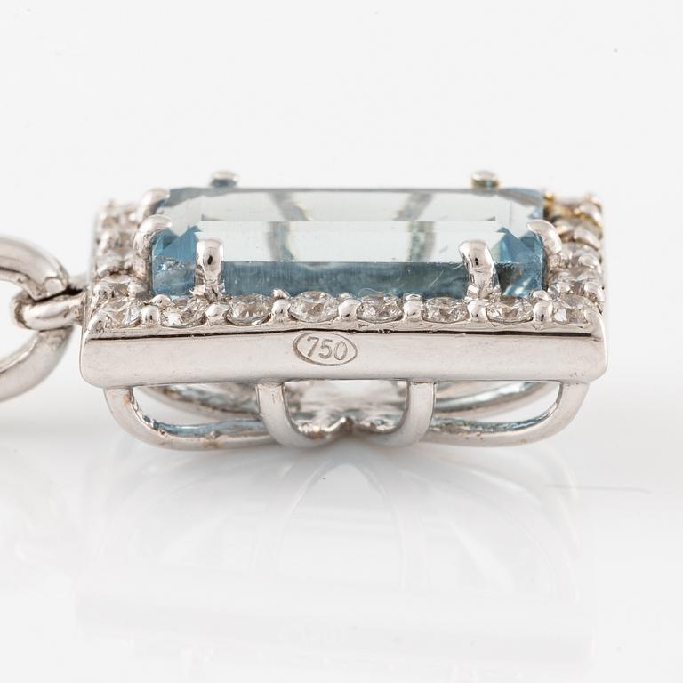 Necklace, 14K white gold with aquamarine and brilliant-cut diamonds.