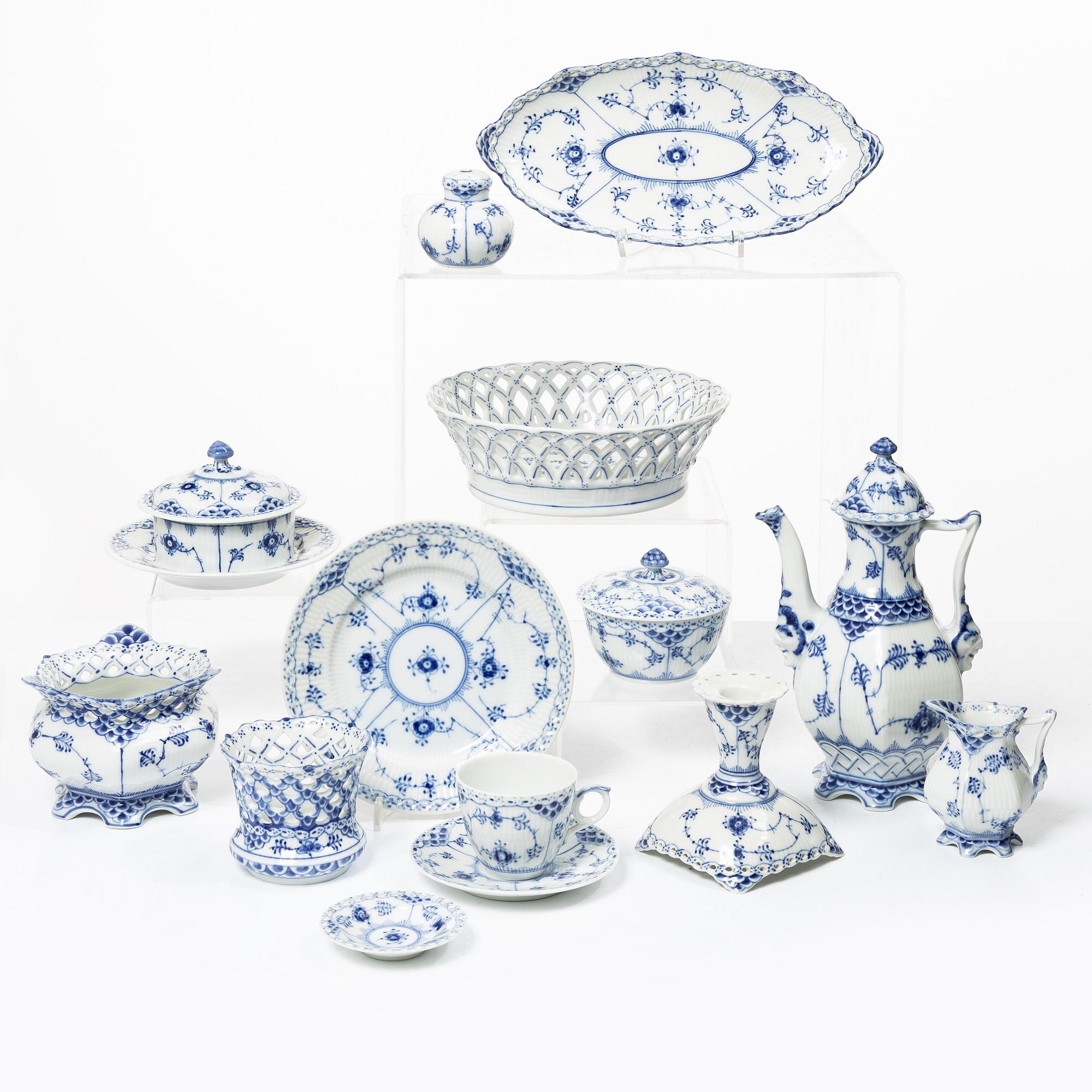 Royal Copenhagen, a 36-piece 'Blue Fluted' coffee service, Denmark, 1960's-70's.