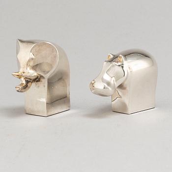 GUNNAR CYRÉN, two silverplated figurines, Danish design, Japan.