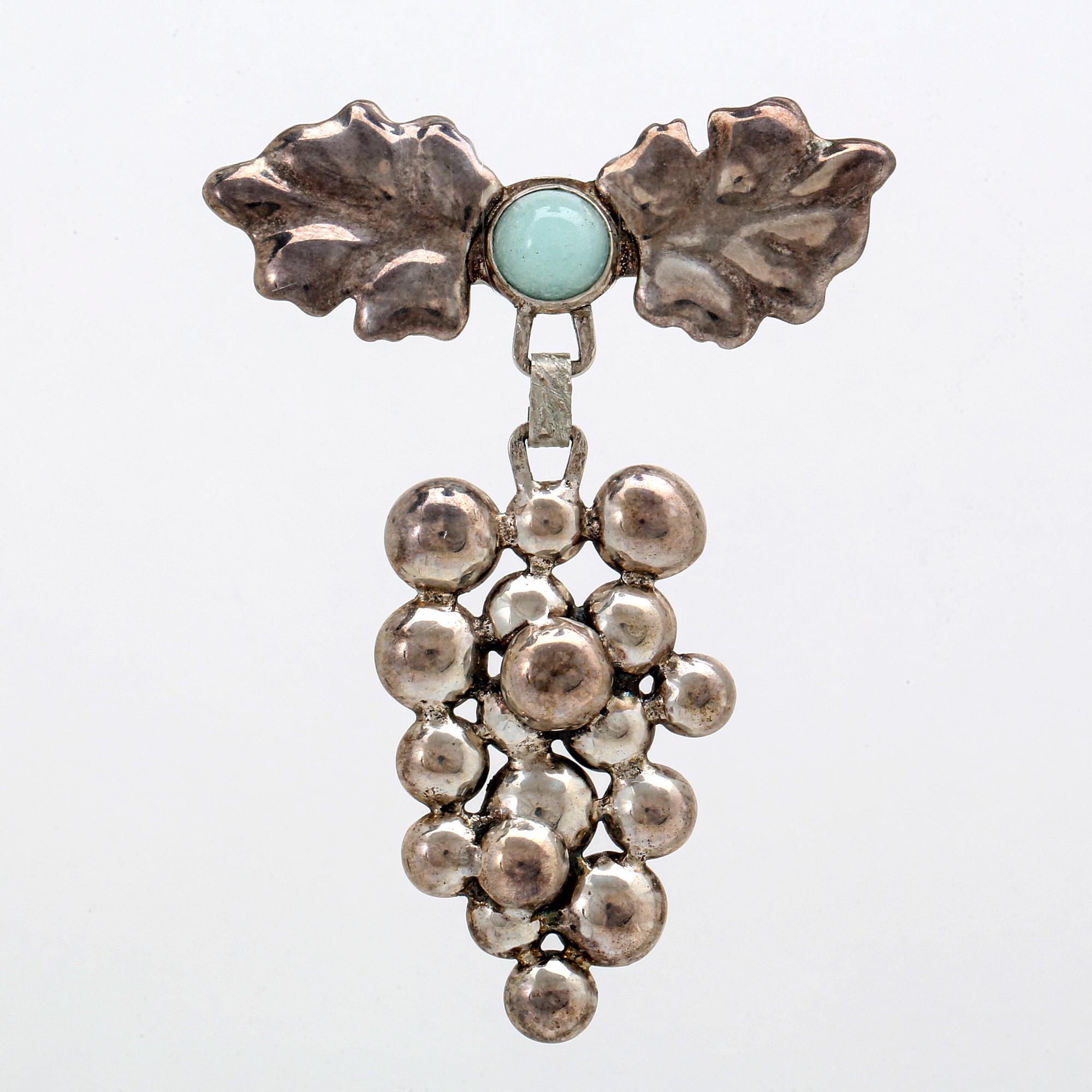 2 pendants with chains, 1 brooch, 1 ring, silver, rodochrosite, aventurine, metall, lilac drop probably glass, 4 pieces.