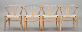KARMSTOLAR, 4 st. "Y-stolen", Hans J. Wegner för Carl Hansen & Son, Odense. Enligt uppgift inköpta 1958.