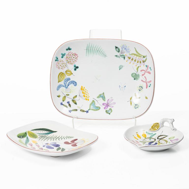 Stig Lindberg, Three faience dishes, Gustavsberg Studio.