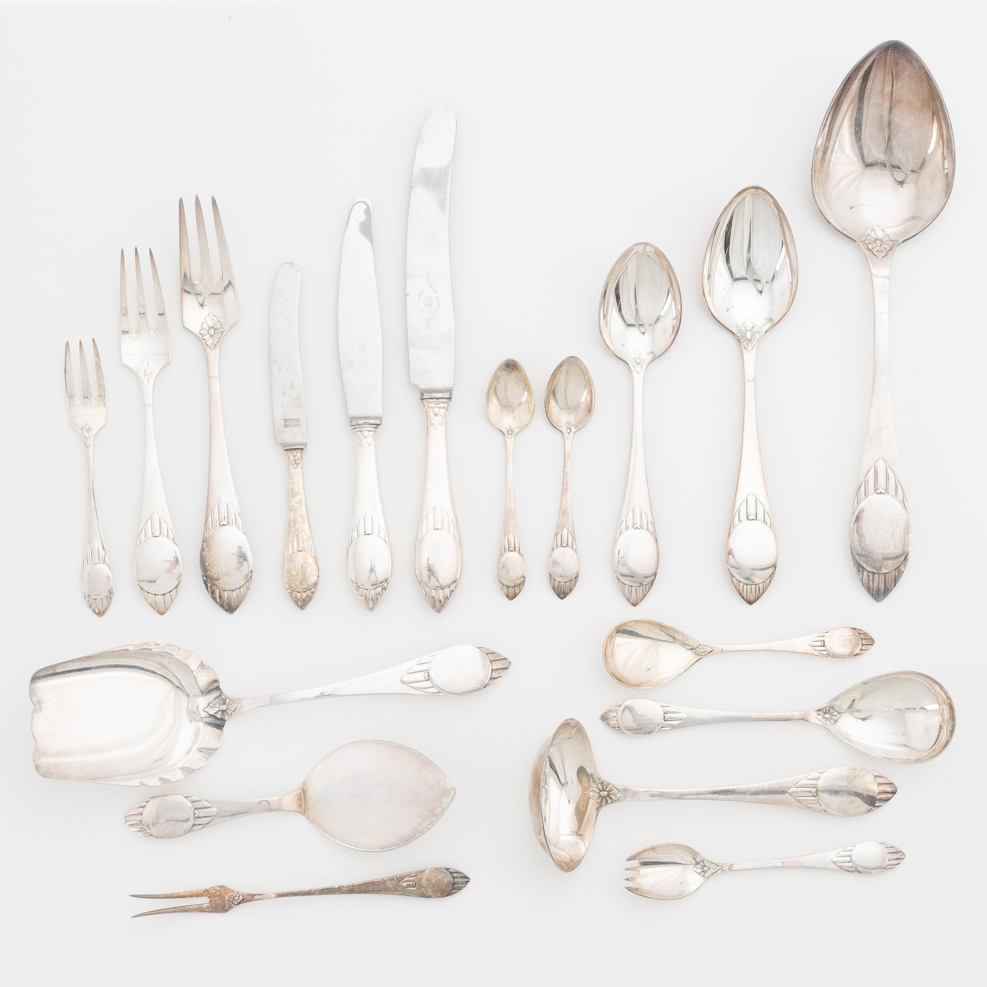 Besticksservis, silver, 124 delar, silver, Danmark, bl a C. Holm, Köpenhamn 1911 .