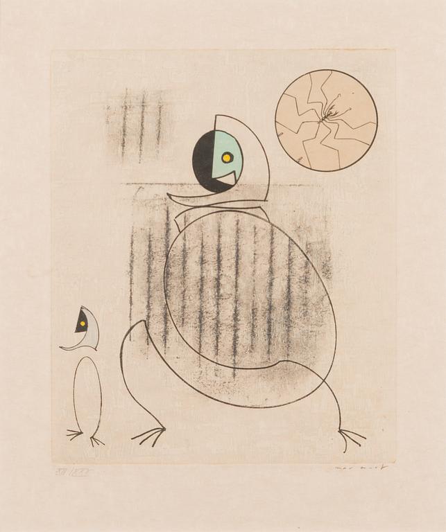 Max Ernst, colour etching with collage, signed and numbered XII/XXX.