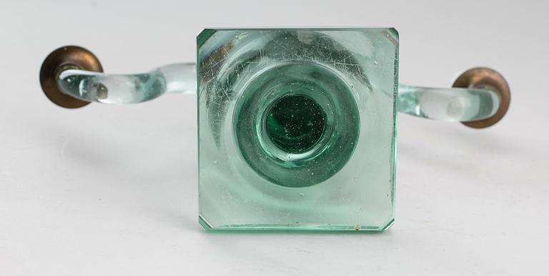 KANDELABER, glas och mässing, tidigt 1900-tal.