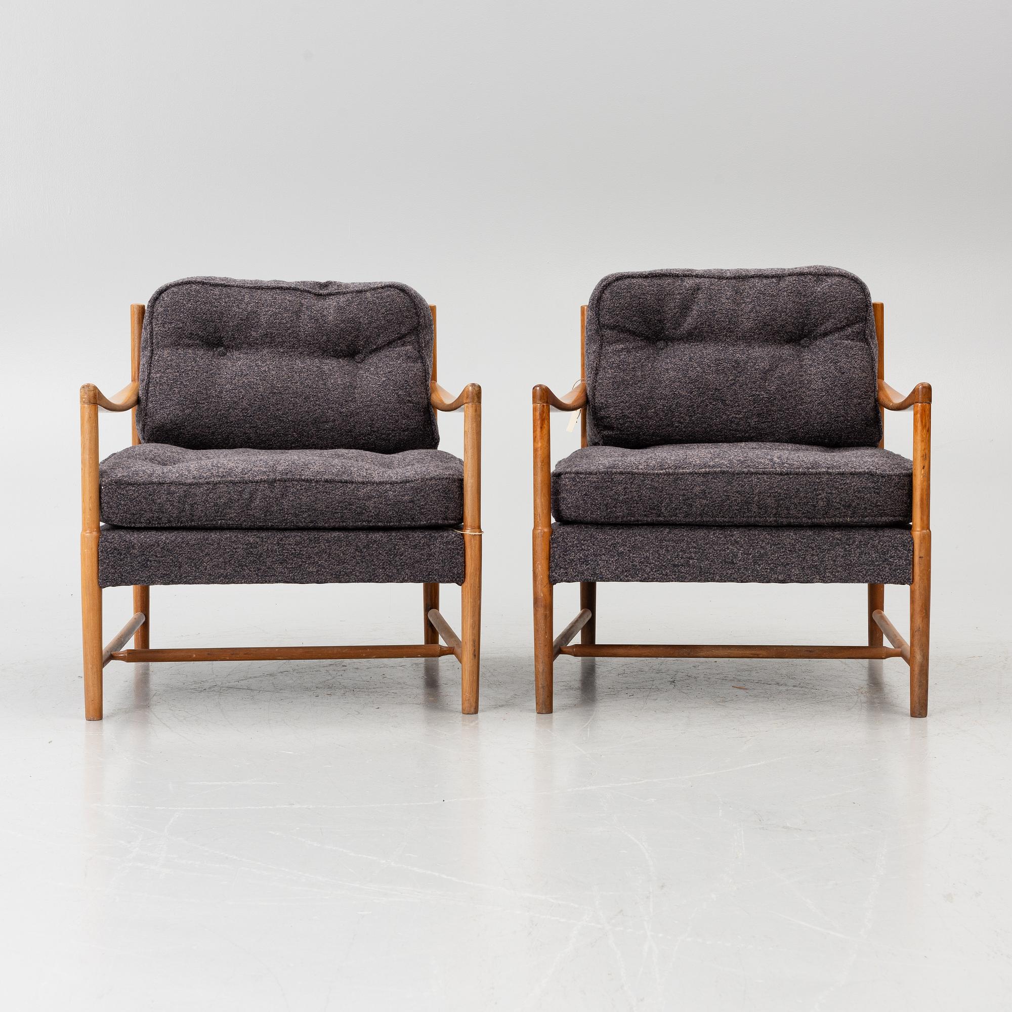 A pair of armchairs, mid-20th century.