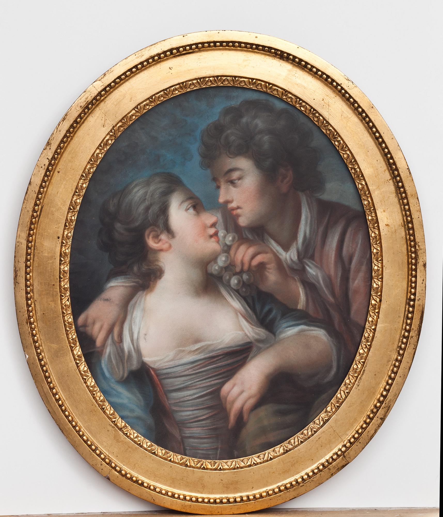 OKÄND KONSTNÄR, pastell. 1800/1900-tal, trol Frankrike. I gustaviansk ram 1700-tal.