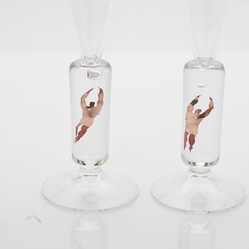 Bertil Vallien, "Millenium", Champagneglas, ett par, Kosta Boda.