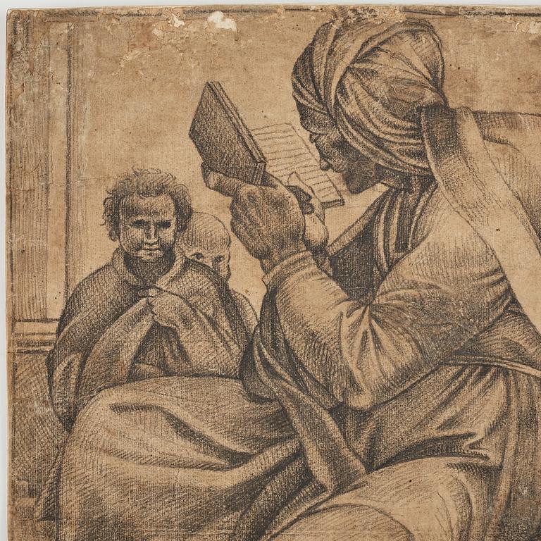 MICHELANGELO BUONARROTI, after. With initials MB. Crayon 41 x 27 cm.